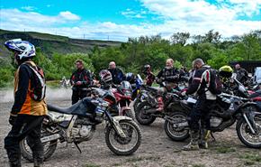 Riders grouped together
